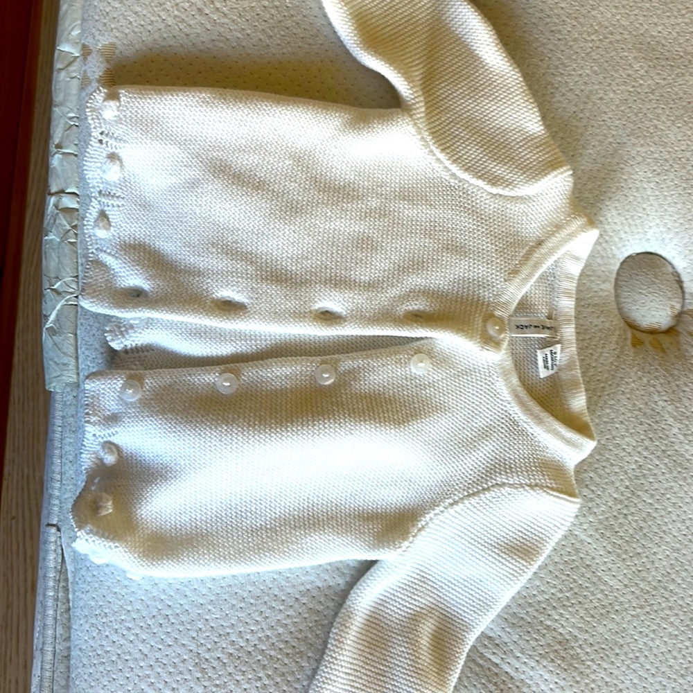 Janie and Jack baby cardigan in white 0-3 months